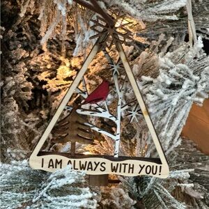 Wooden Holiday Ornament with Cardinal Design